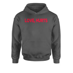 Love Hurts Youth-Sized Hoodie Charcoal Grey