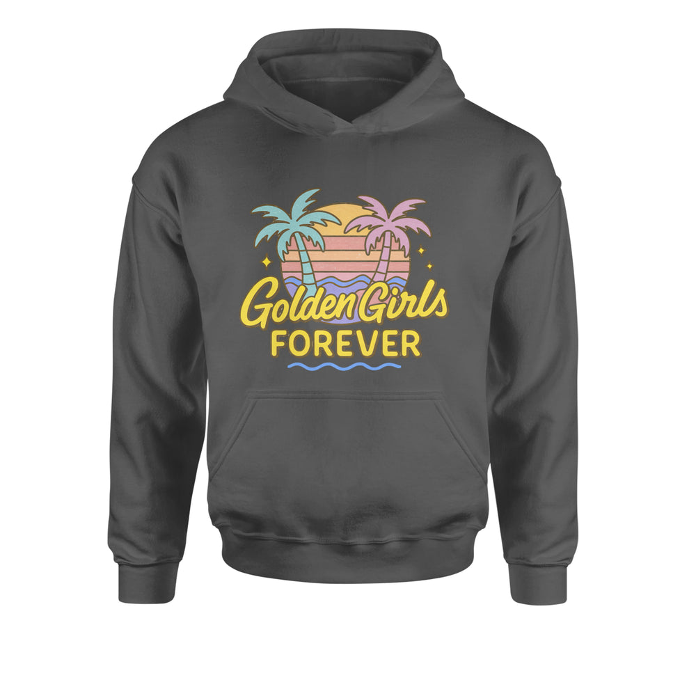 Golden Girls Forever Retro Sunset Youth-Sized Hoodie Charcoal Grey
