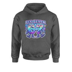 Six Seven 67 Retro Pixel Buddies Youth-Sized Hoodie Charcoal Grey