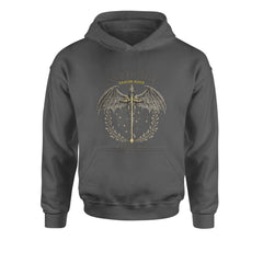 Fourth Wing Dragon Rider Vintage Basgiath War College Youth-Sized Hoodie Charcoal Grey