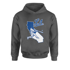 Los Angeles Baseball Batter Up Youth-Sized Hoodie Charcoal Grey