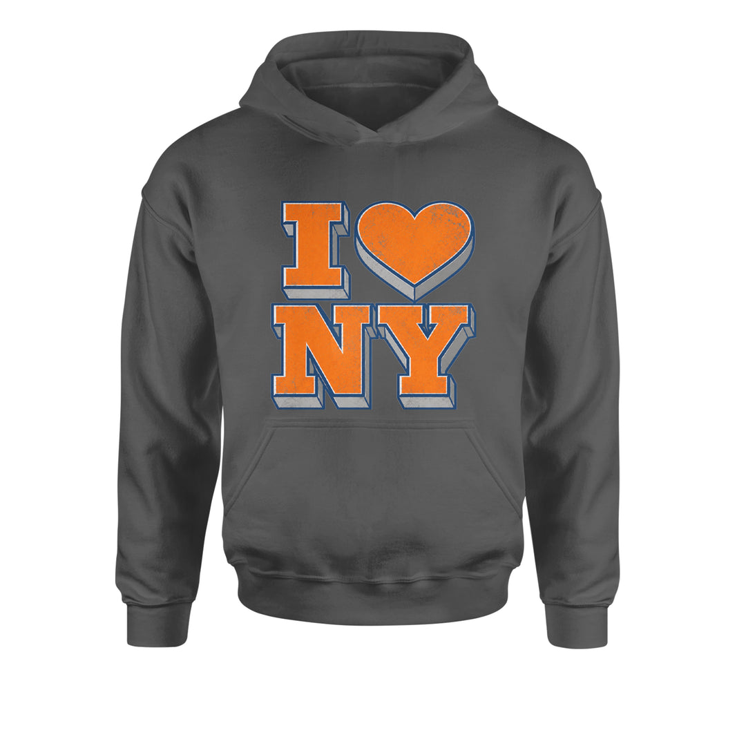 New York City Pride Heart Youth-Sized Hoodie Charcoal Grey