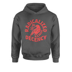 Radicalized by Basic Decency Dove Protest Statement Youth-Sized Hoodie Charcoal Grey