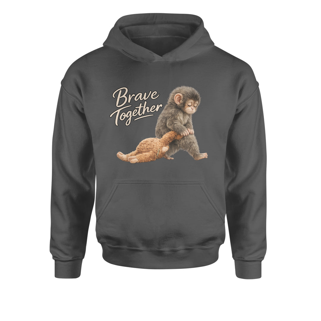 Punch Brave Together Stuffed Animal Youth-Sized Hoodie Charcoal Grey