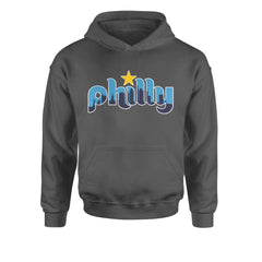Skyline Philly Philadelphia Youth-Sized Hoodie Charcoal Grey