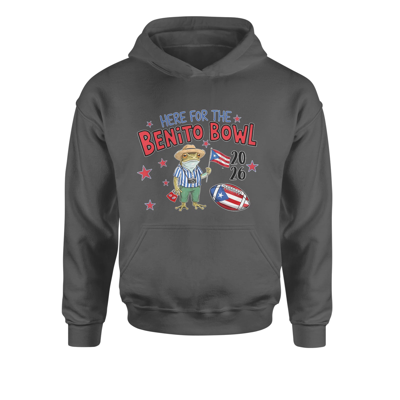 Frog Here for the Benito Bowl Football Youth-Sized Hoodie Black
