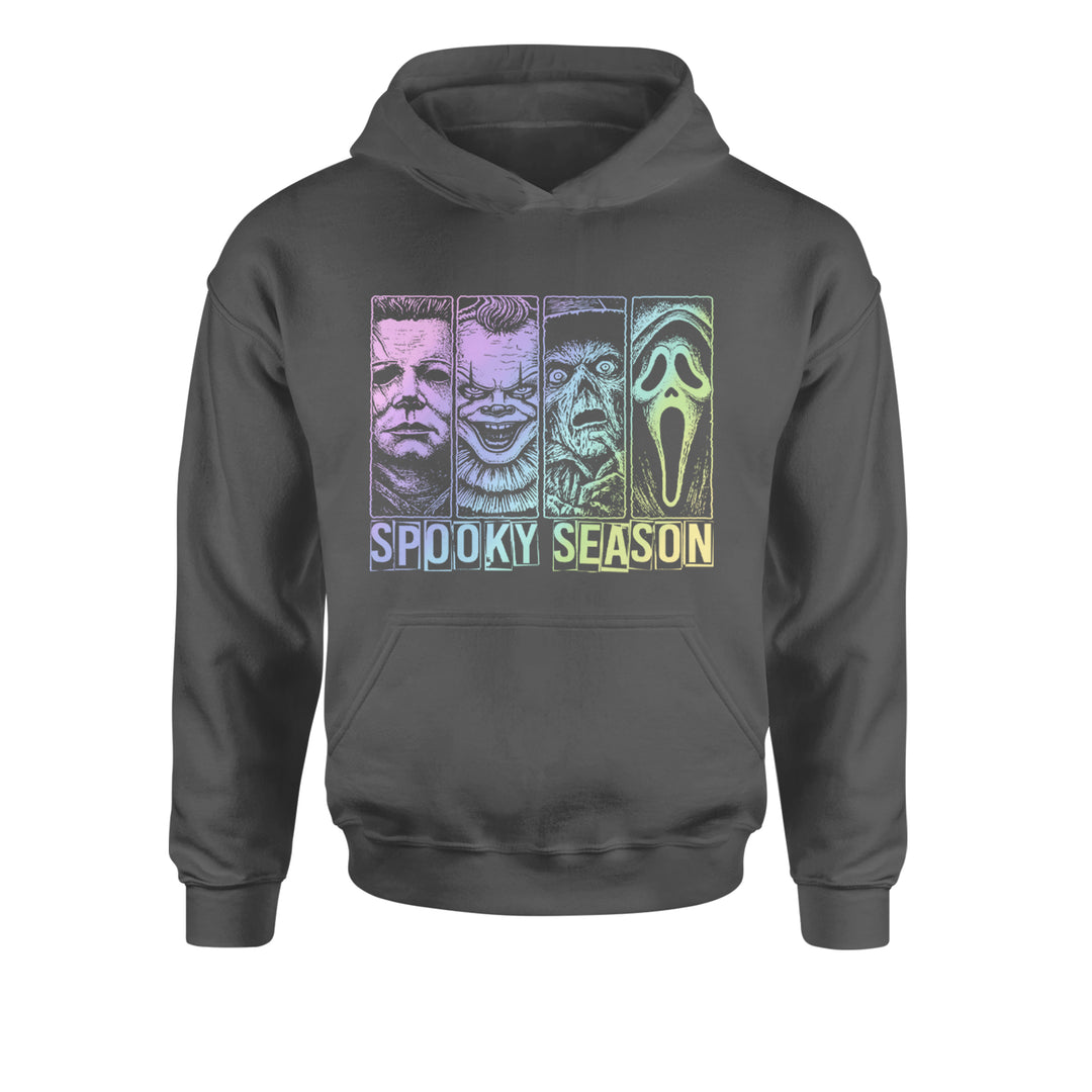 Spooky Season Horror Icons Halloween Youth-Sized Hoodie Charcoal Grey