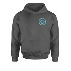 TLC To Love a Canine Dog Rescue Teal Youth-Sized Hoodie Charcoal Grey