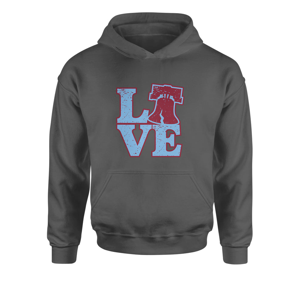 Love Philly Liberty Bell Youth-Sized Hoodie Charcoal Grey