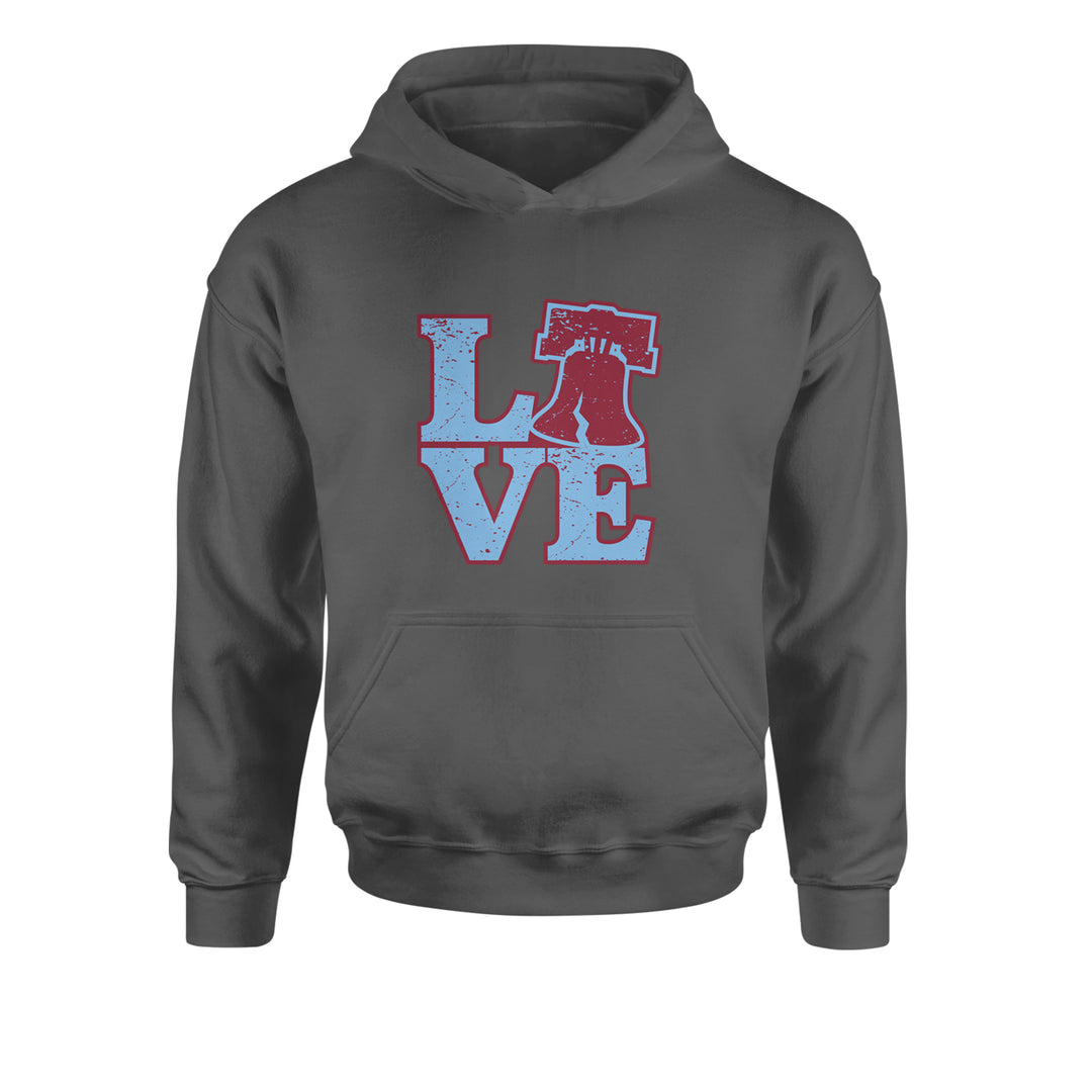 Love Philly Liberty Bell Youth-Sized Hoodie Charcoal Grey