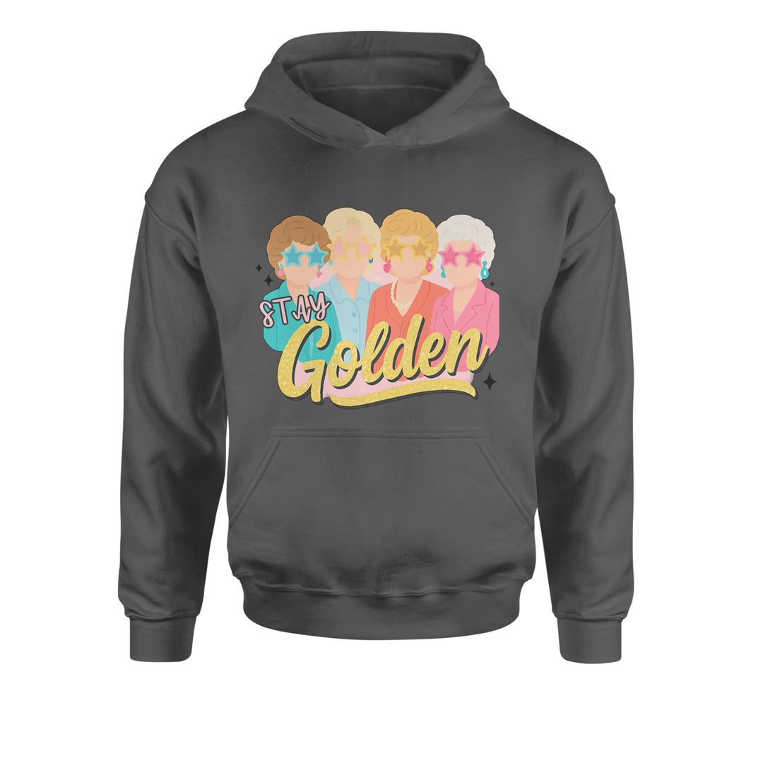 Stay Golden Girls Retro Youth-Sized Hoodie Charcoal Grey