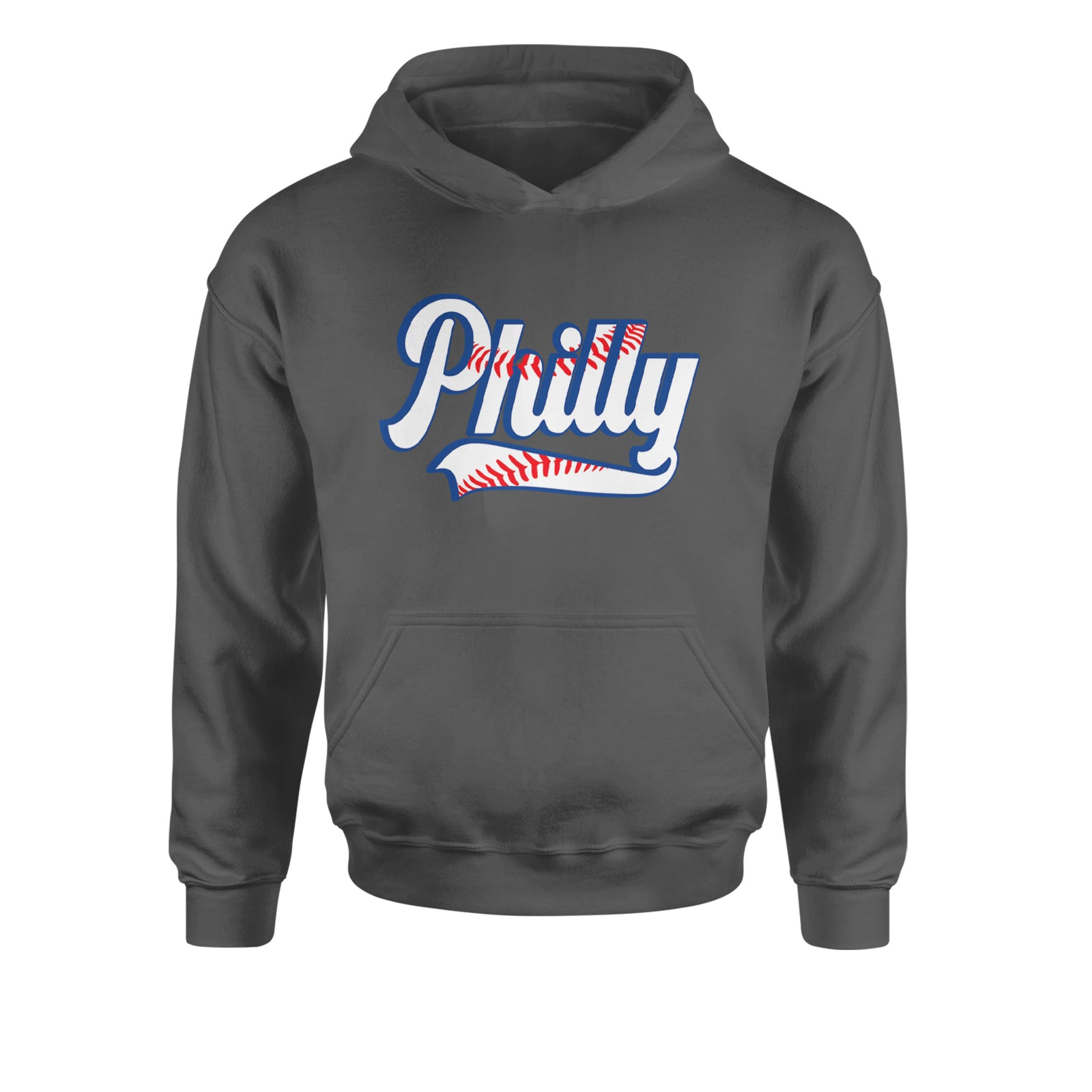 Philly Baseball Stitching Youth-Sized Hoodie Black