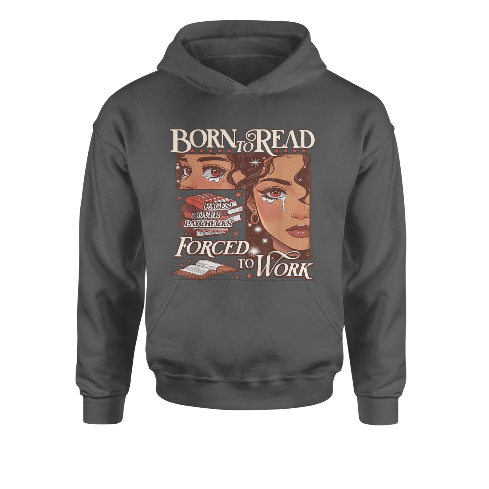 Born To Read Pages Over Paychecks Youth-Sized Hoodie Black