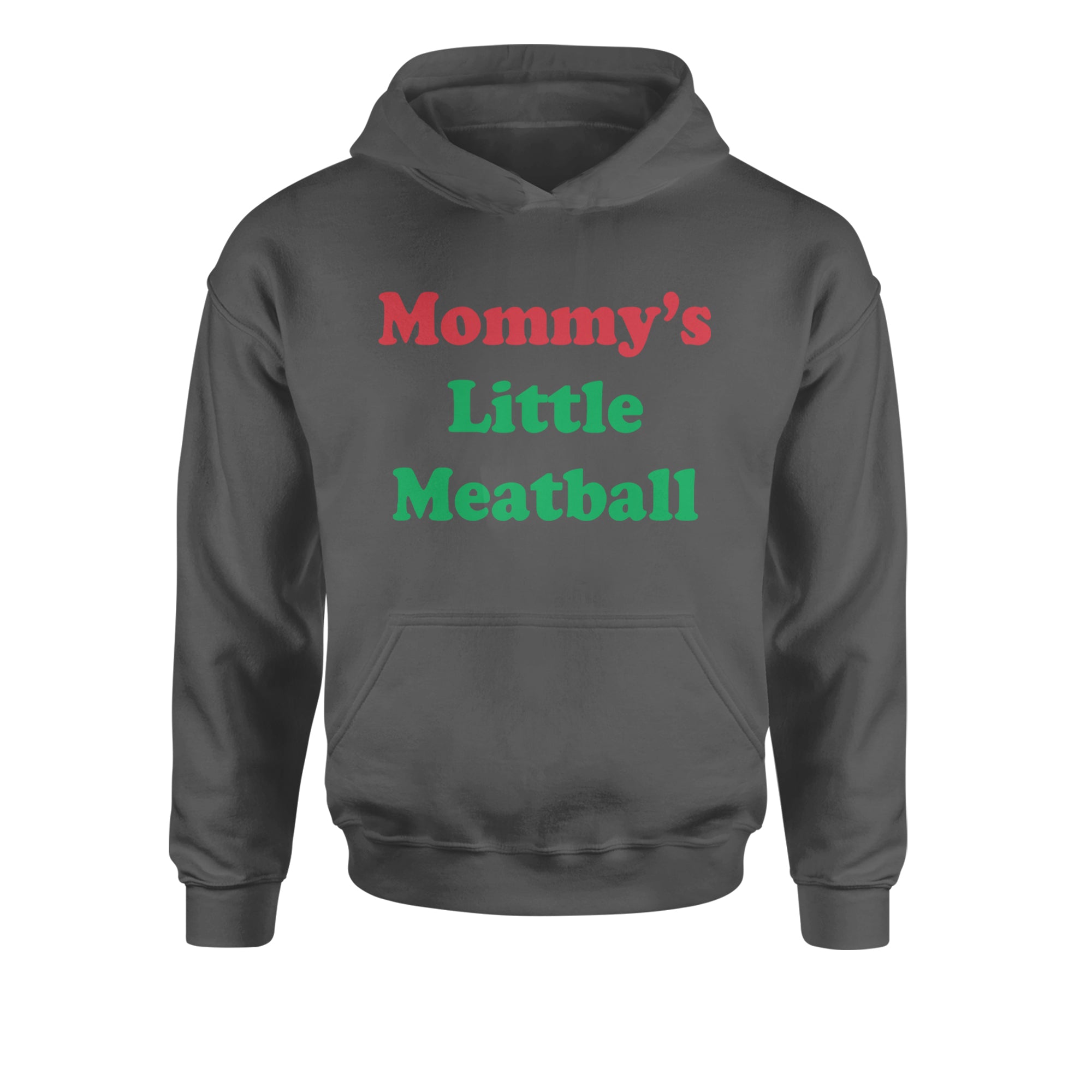 Mommy's Little Meatball Love Island Youth-Sized Hoodie Charcoal Grey