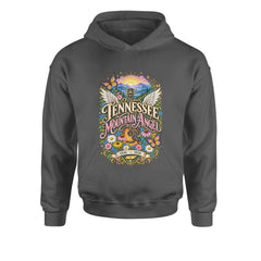 Tennessee Mountain Angel Wings Dolly Youth-Sized Hoodie Charcoal Grey