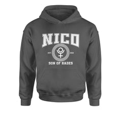 Nico Son of Hades Underworld Crest Youth-Sized Hoodie Charcoal Grey