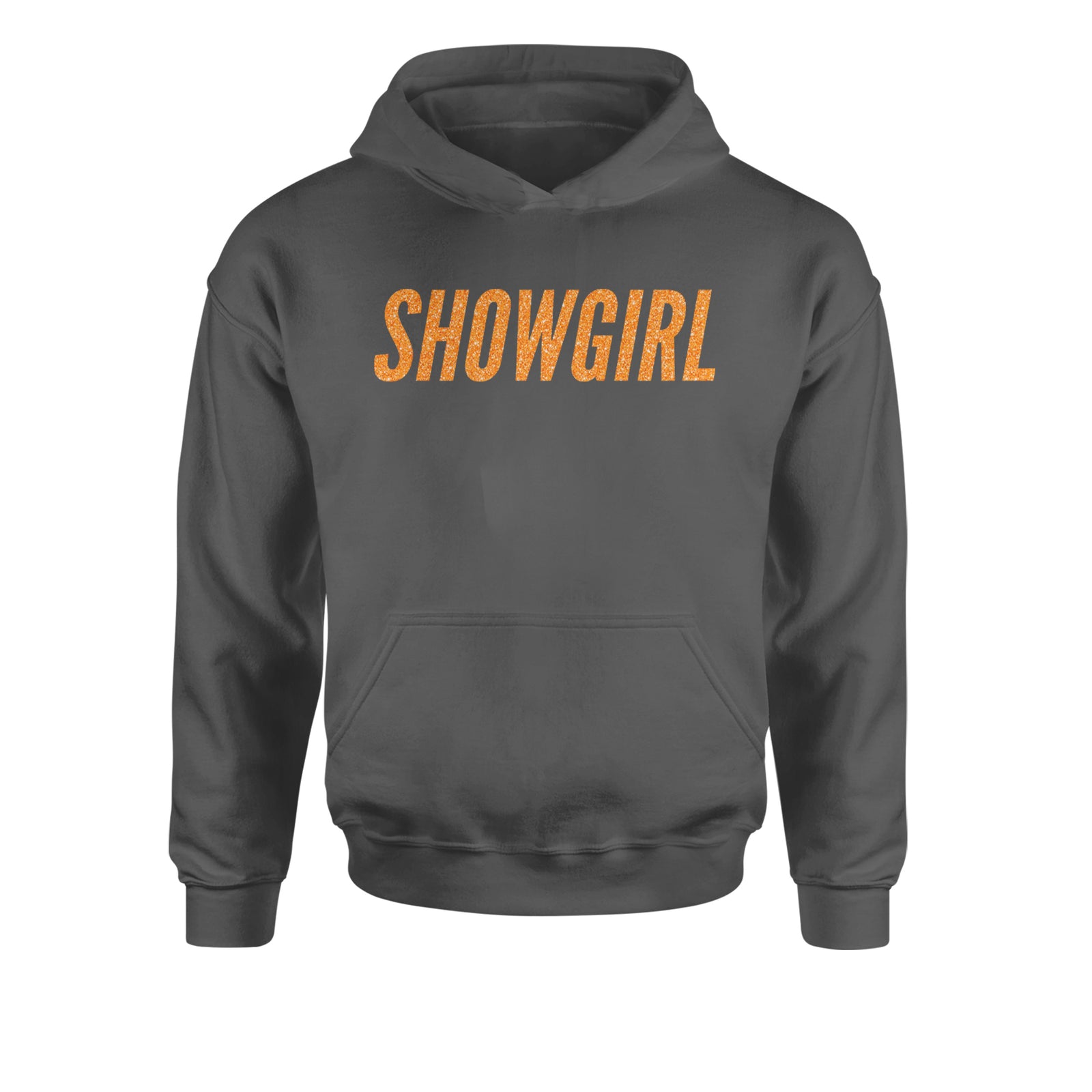 Showgirl Orange Glitter Youth-Sized Hoodie Black