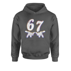 67 Hands Meme Viral Drill Youth-Sized Hoodie Charcoal Grey