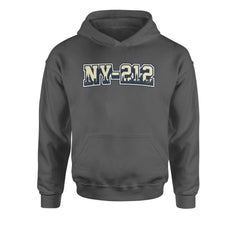 New York City 212 Area Code Skyline  Youth-Sized Hoodie Charcoal Grey