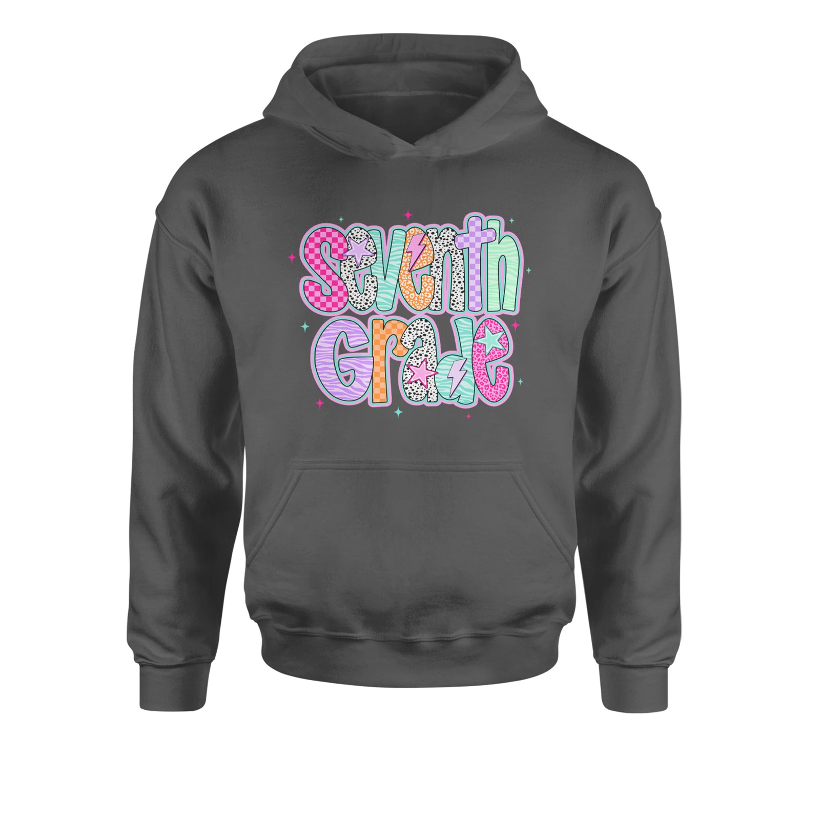 Seventh Grade Swagger Colorful Back to School Youth-Sized Hoodie Black