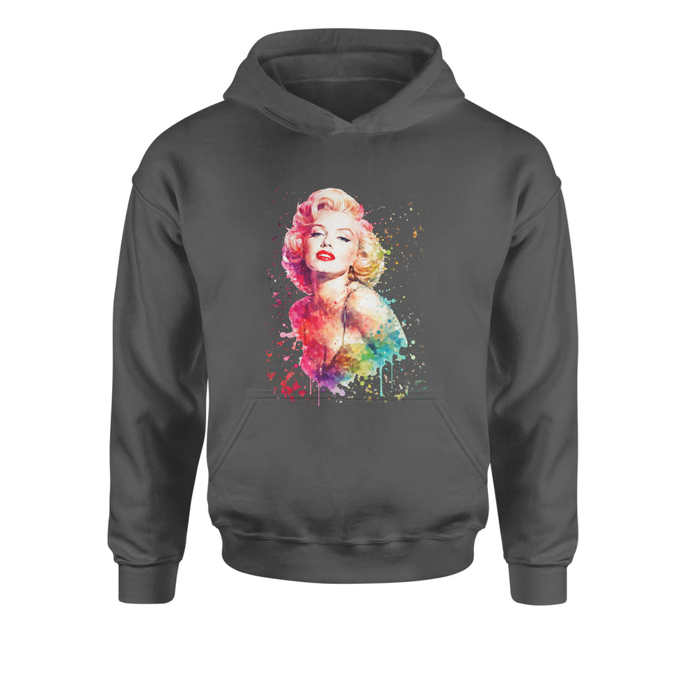 Mrs. Monroe Watercolors Bombshell Youth-Sized Hoodie Charcoal Grey