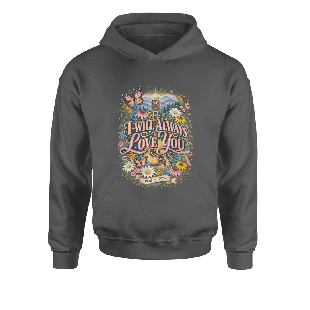 I Will Always Love You Dolly Youth-Sized Hoodie Charcoal Grey