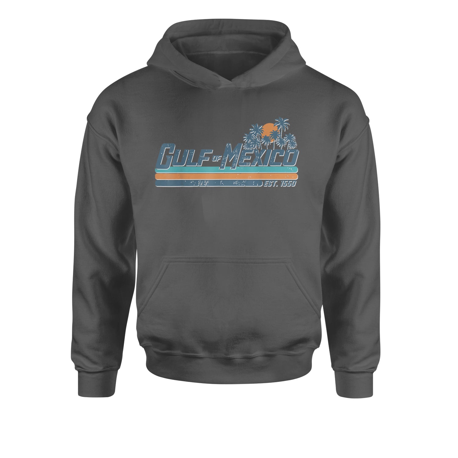 Gulf Of Mexico Established Year 1550 Youth-Sized Hoodie Charcoal Grey