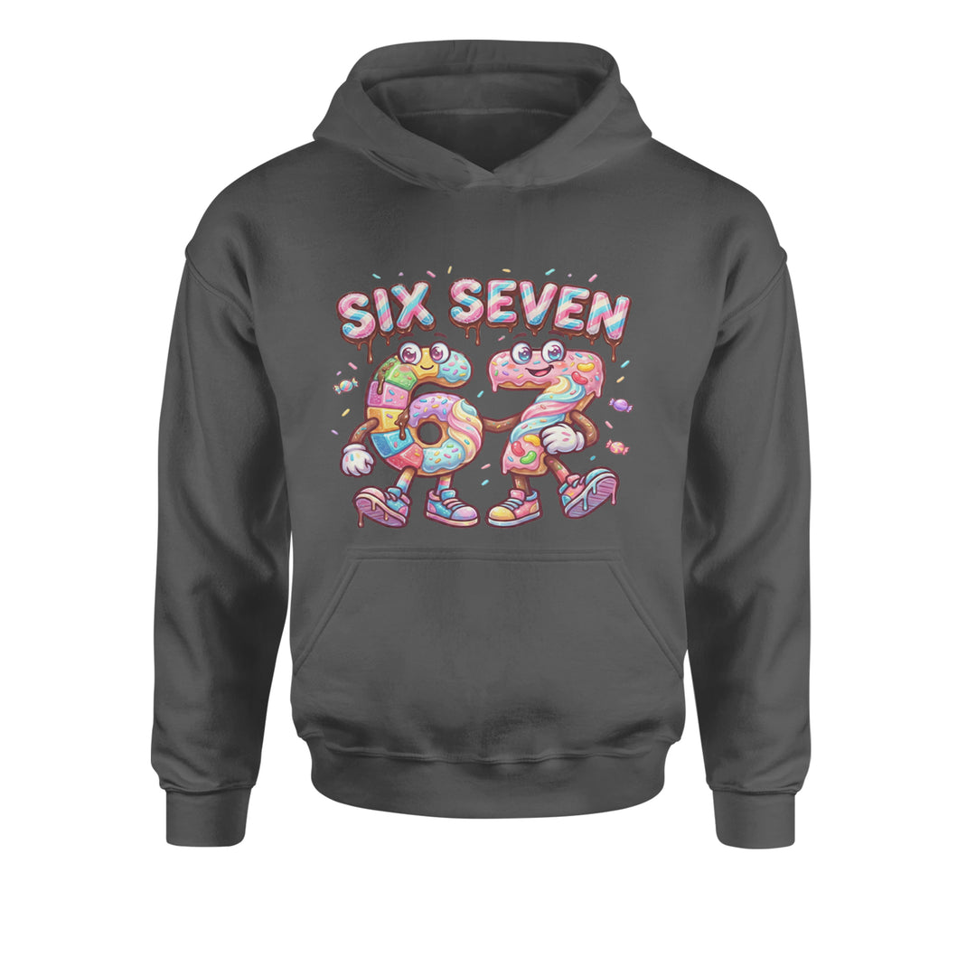 67 Candy Swirl Meme Youth-Sized Hoodie Charcoal Grey