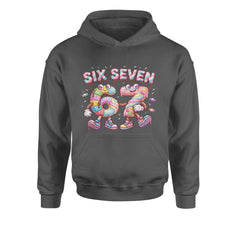 67 Candy Swirl Meme Youth-Sized Hoodie Charcoal Grey