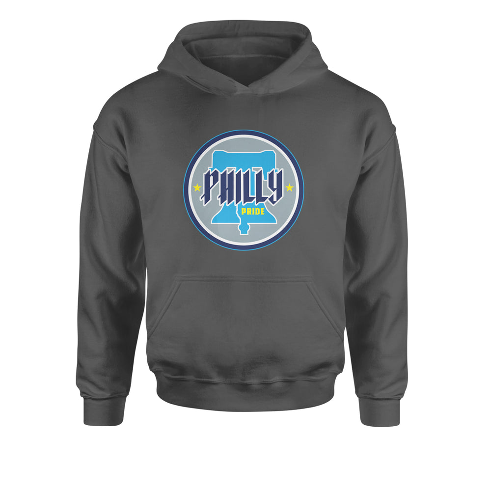 Philly Pride Liberty Bell Youth-Sized Hoodie Charcoal Grey