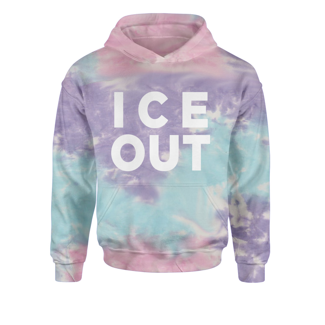 Ice Out Protest Youth-Sized Hoodie Tie-Dye Cotton Candy