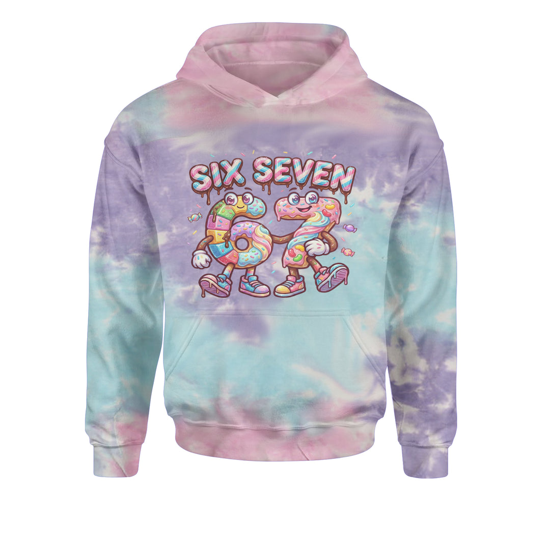 67 Candy Swirl Meme Youth-Sized Hoodie Tie-Dye Cotton Candy
