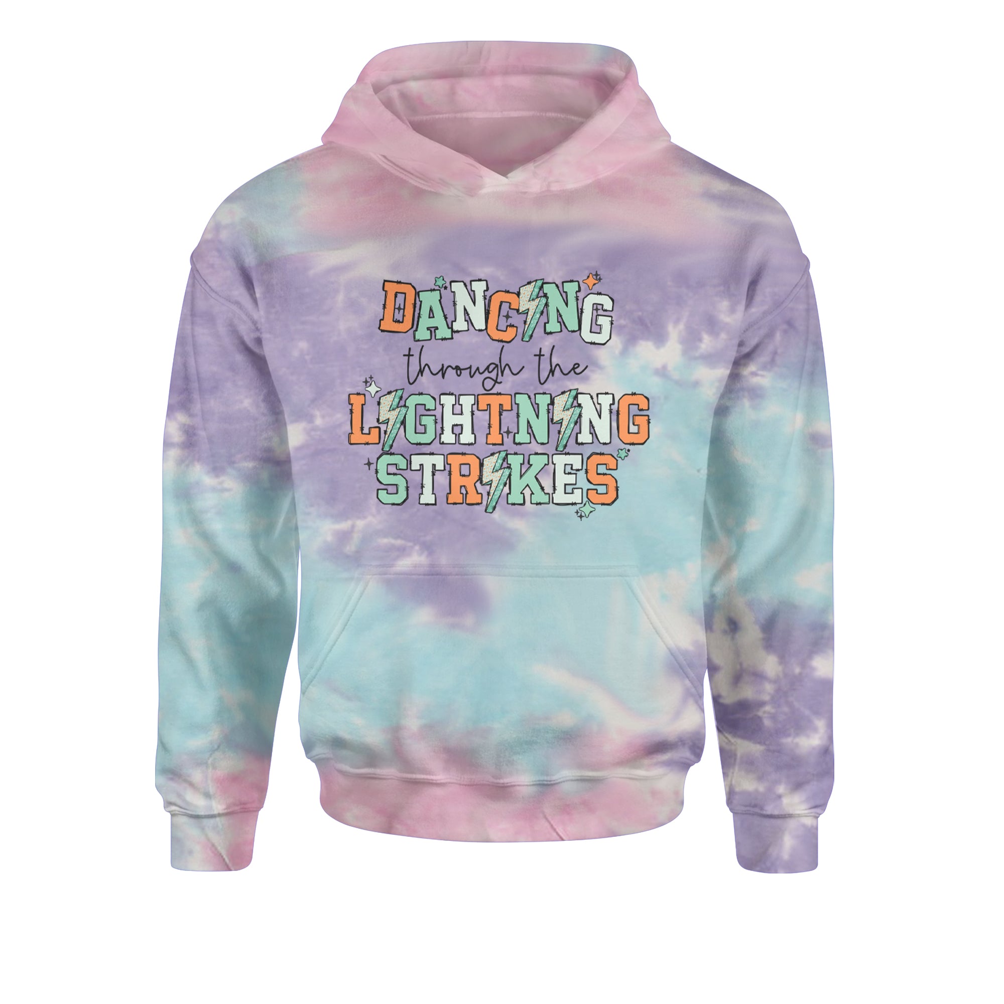 Dancing Through The Lightning Strikes Youth-Sized Hoodie Tie-Dye Cotton Candy