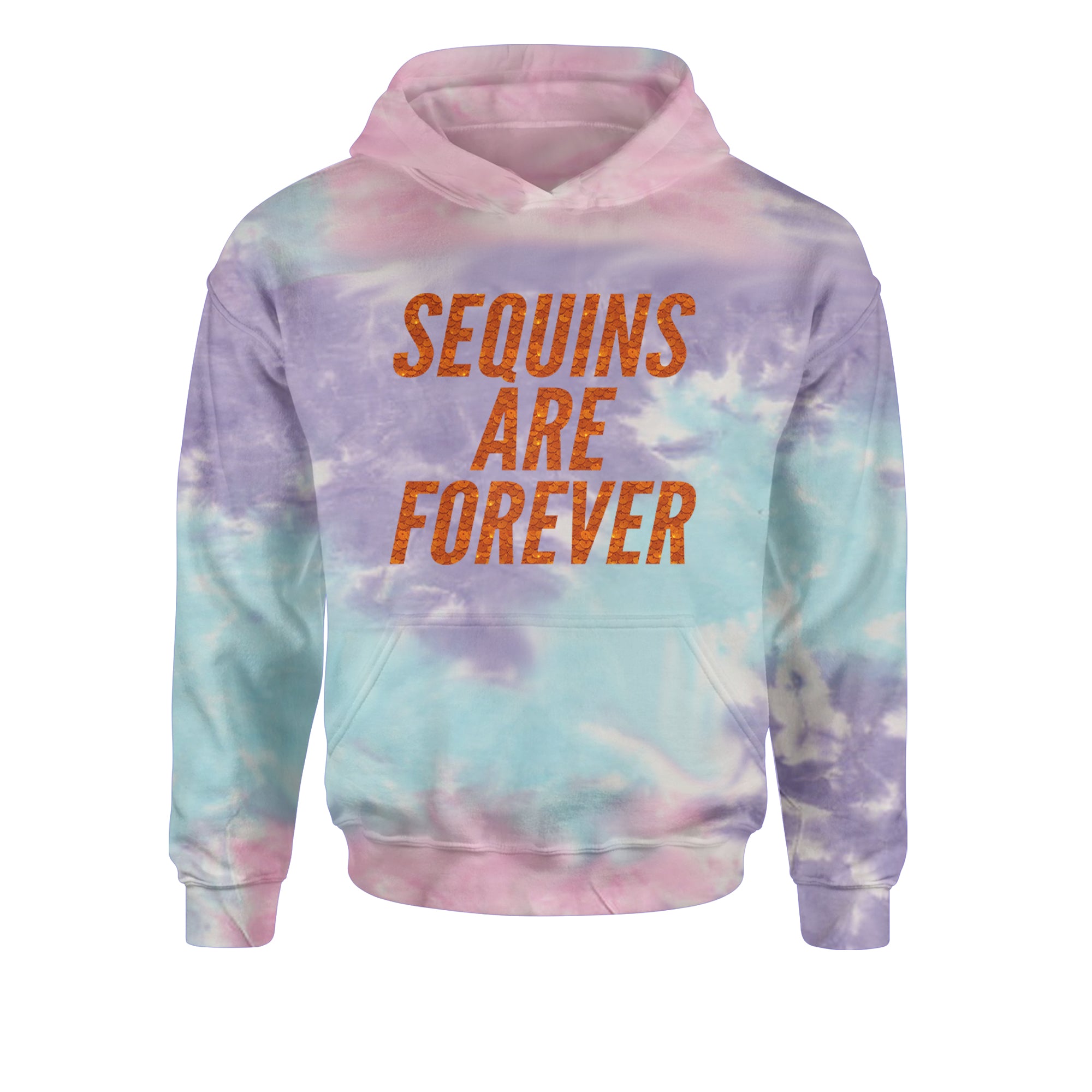 Sequins Are Forever Retro Glam Youth-Sized Hoodie Tie-Dye Cotton Candy