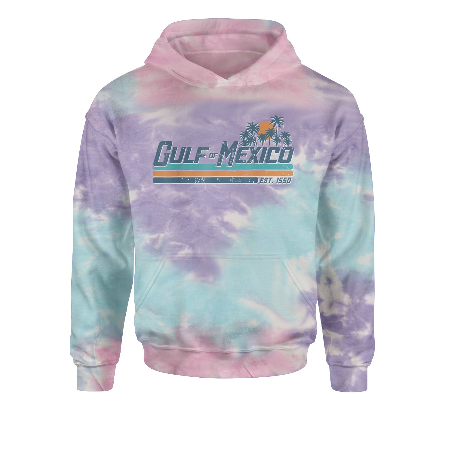 Gulf Of Mexico Established Year 1550 Youth-Sized Hoodie Tie-Dye Cotton Candy