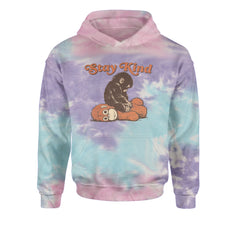 Punch Stay Kind Macaque Youth-Sized Hoodie Tie-Dye Cotton Candy