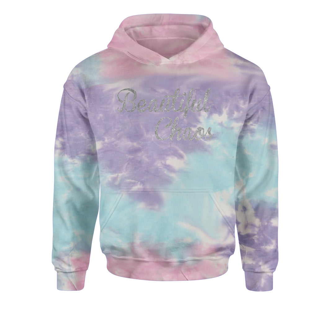 Beautiful Chaos Glitter Music Festival Youth-Sized Hoodie Tie-Dye Cotton Candy