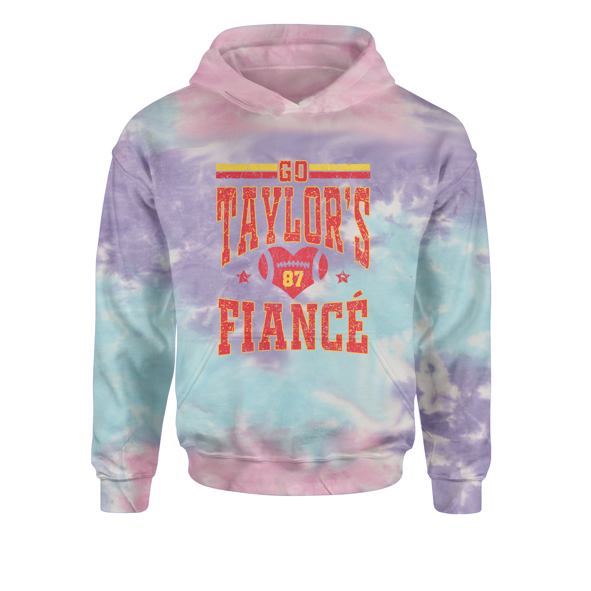Go Taylor's Fiancé Engagement Game Day Youth-Sized Hoodie Tie-Dye Cotton Candy