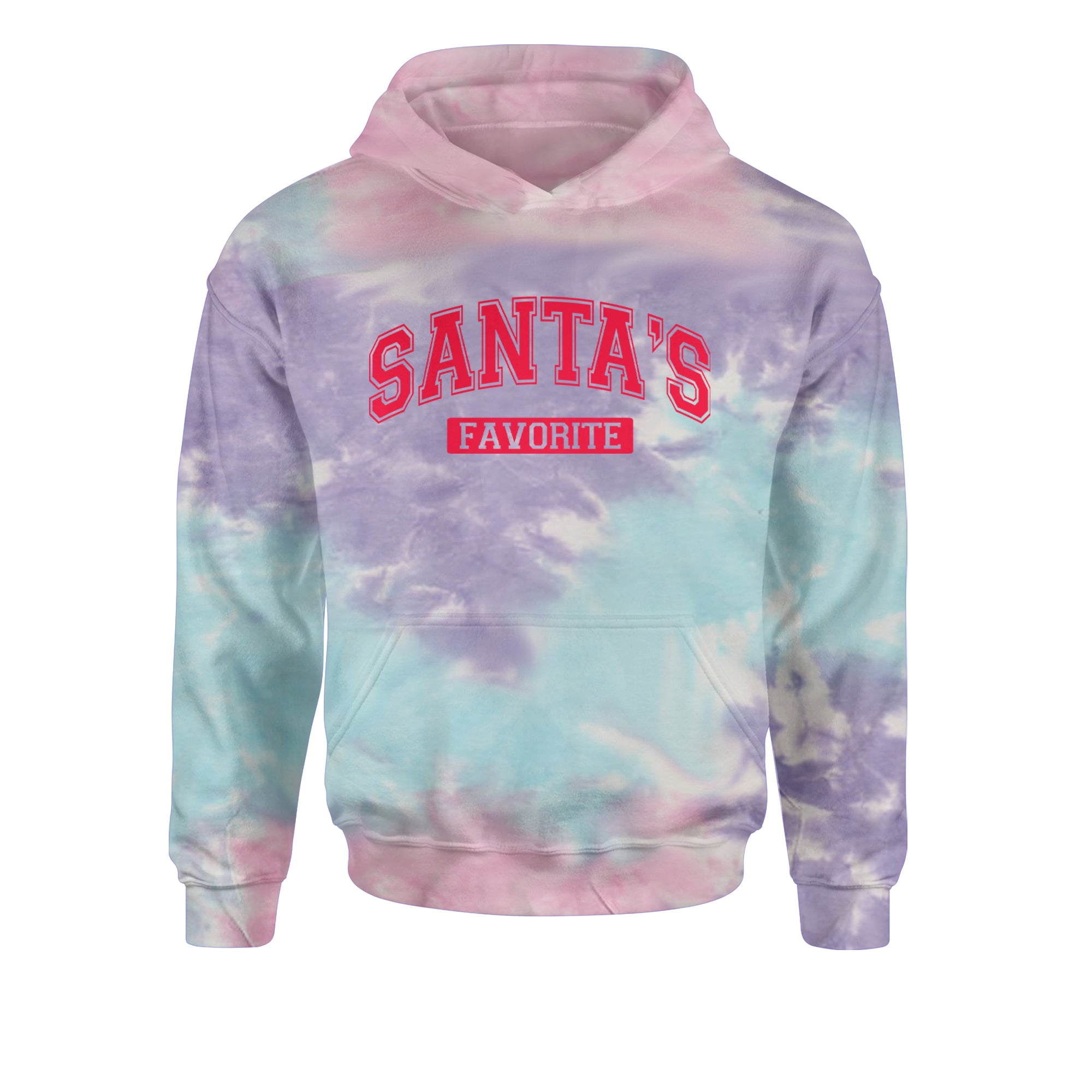 Santa's Favorite Youth-Sized Hoodie Tie-Dye Cotton Candy