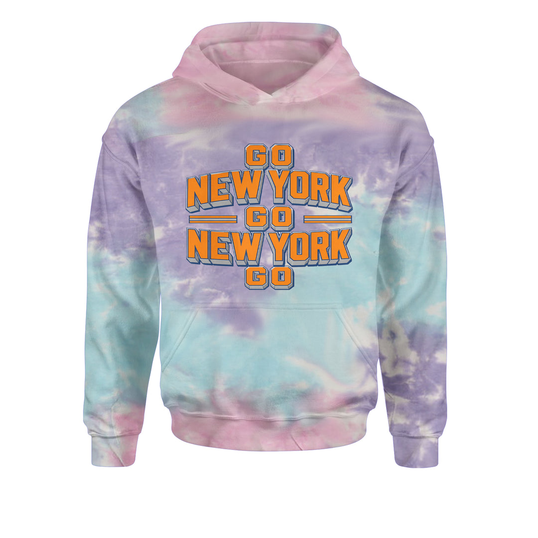Go New York Go Basketball Youth-Sized Hoodie Tie-Dye Cotton Candy