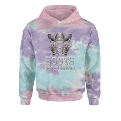 Boots On The Ground Bling Youth-Sized Hoodie Tie-Dye Cotton Candy