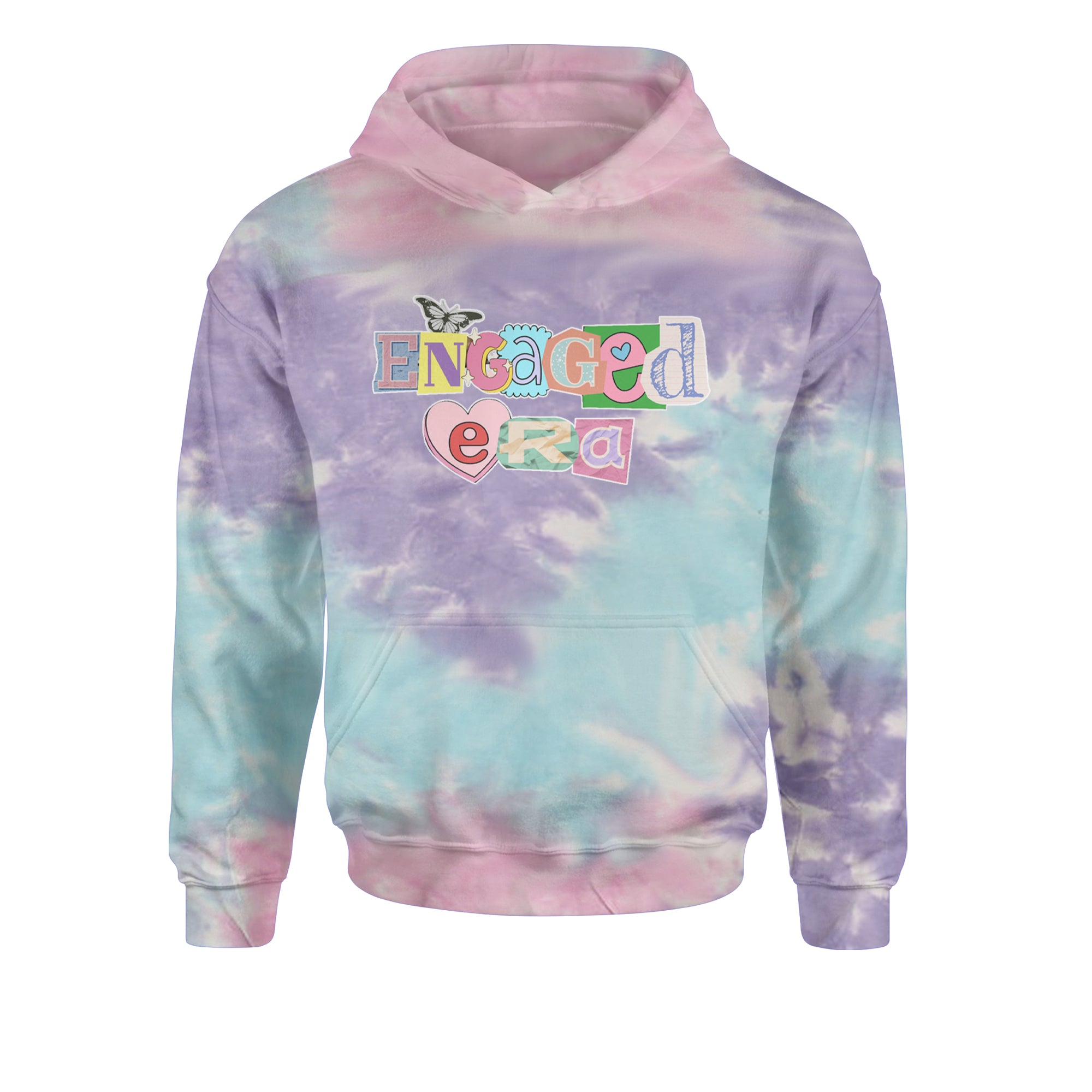 Engaged Era Aesthetic Retro Collage Design Youth-Sized Hoodie Tie-Dye Cotton Candy