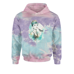 Mrs. Herpburn Iconic Watercolors Youth-Sized Hoodie Tie-Dye Cotton Candy
