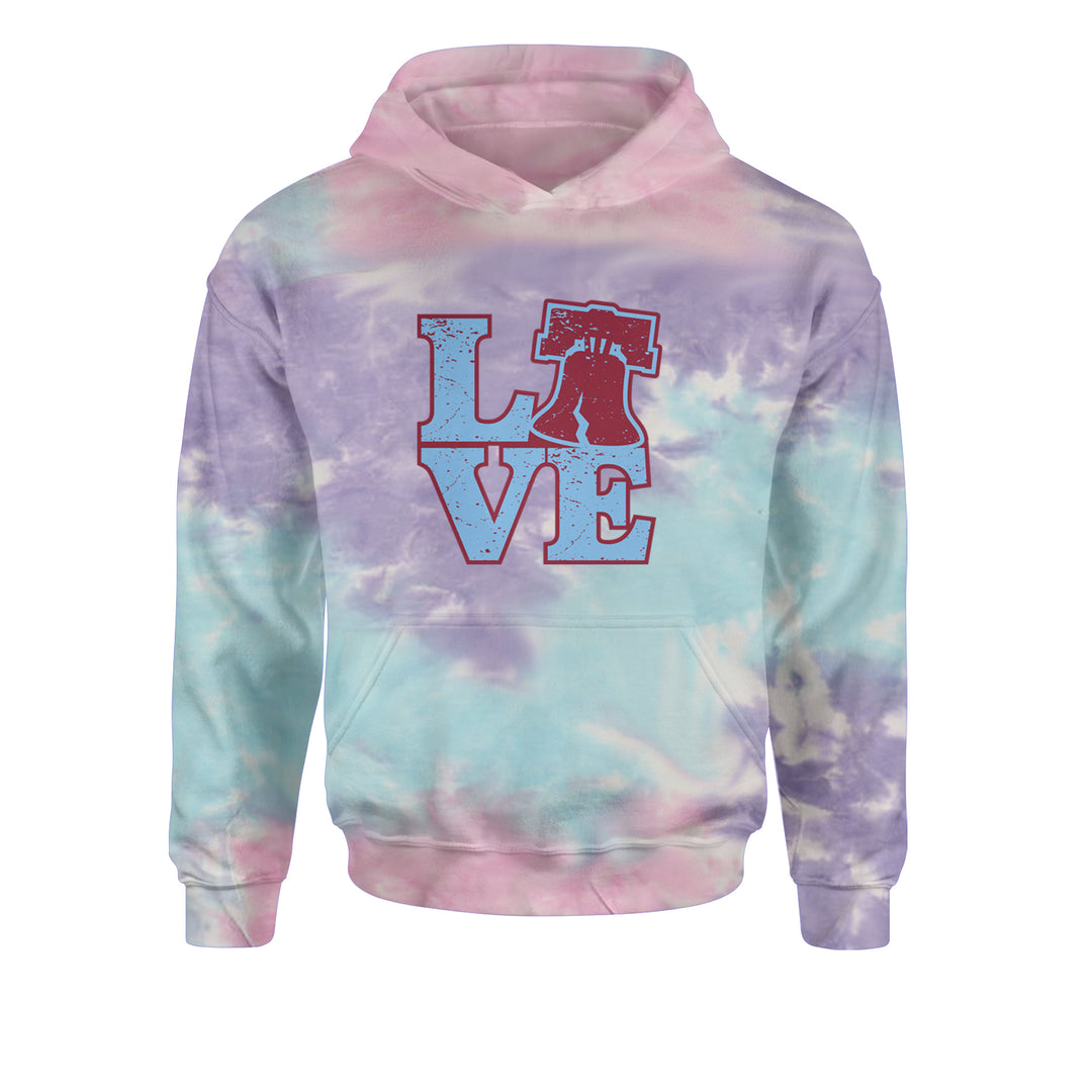 Love Philly Liberty Bell Youth-Sized Hoodie Tie-Dye Cotton Candy