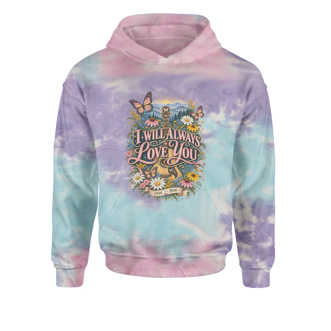 I Will Always Love You Dolly Youth-Sized Hoodie Tie-Dye Cotton Candy
