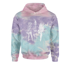 Vintage Spooky Squad Pinup Halloween Design Youth-Sized Hoodie Tie-Dye Cotton Candy