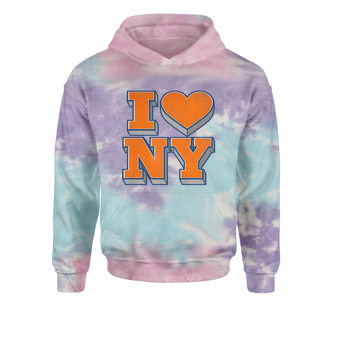 New York City Pride Heart Youth-Sized Hoodie Tie-Dye Cotton Candy