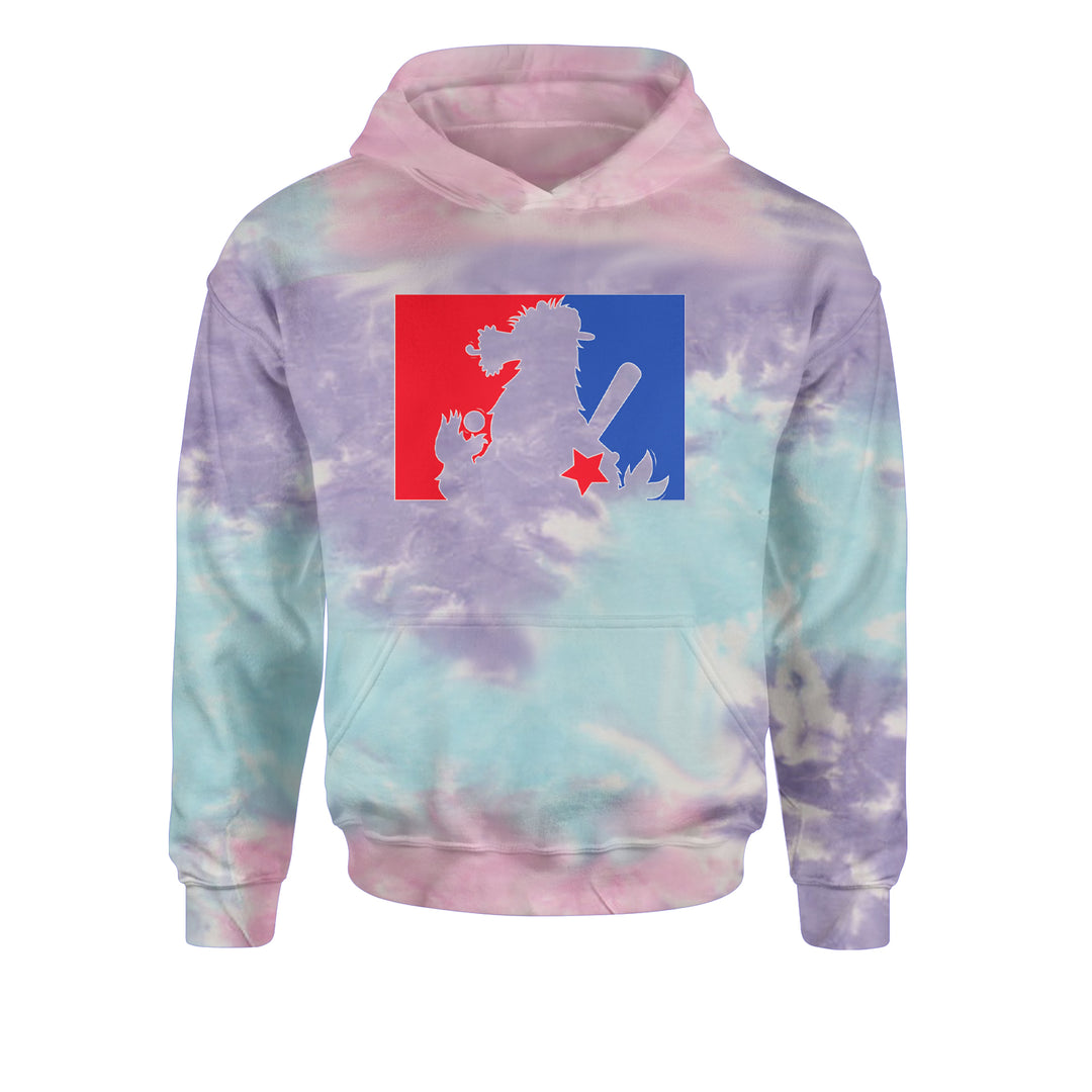 Philly Baseball Phan graphic on Kids' Heavyweight Fleece Pullover Hoodie in Tie-Dye Cotton Candy