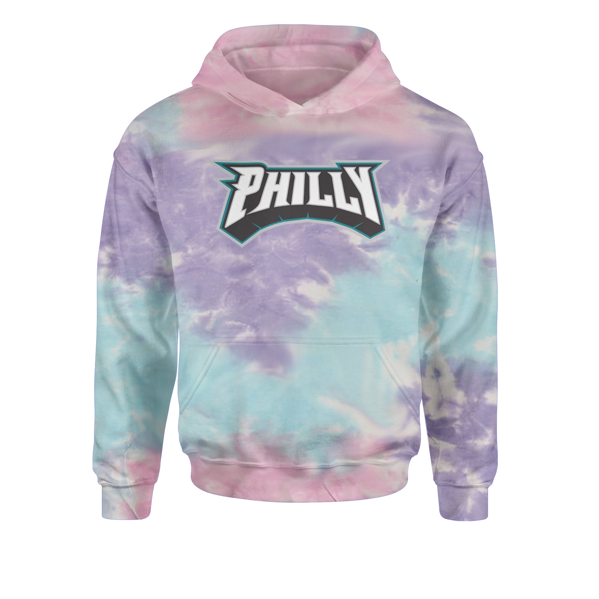 Philly Bold Block Throwback Youth-Sized Hoodie Tie-Dye Cotton Candy
