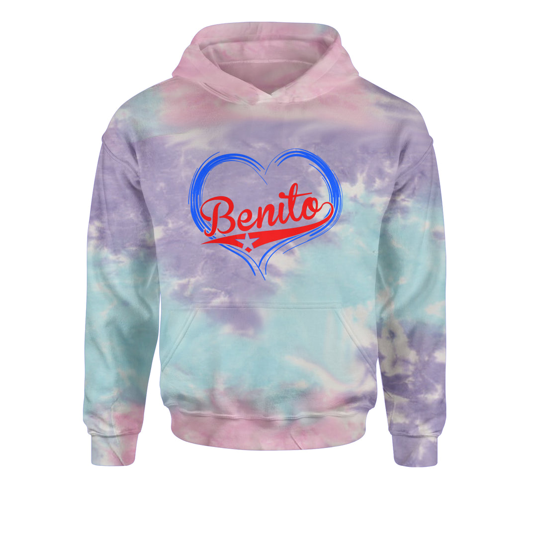 Benito Heart Puerto Rico Youth-Sized Hoodie Tie-Dye Cotton Candy